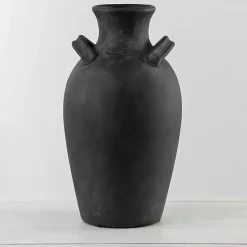 Stamos Matte Black Terracotta Vase, 14 in.