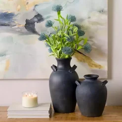 Stamos Matte Black Terracotta Vase, 10 in.