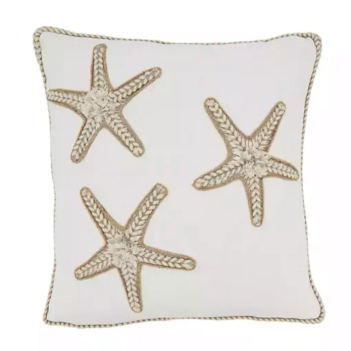 Starfish Serenity Embroidered Throw Pillow