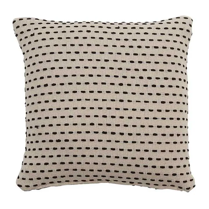 Stitch Line Cream Throw Pillow