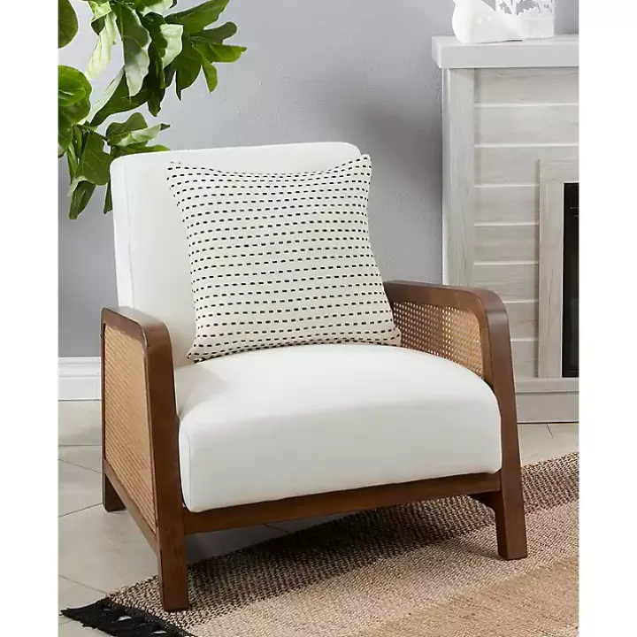 Stitch Line Cream Throw Pillow