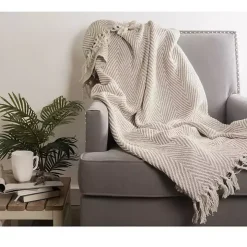 Stone Chevron and Fringe Throw