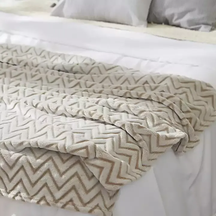 Stone Chevron Plush Throw