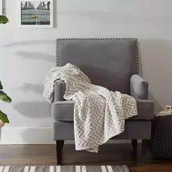 Stone Chevron Plush Throw