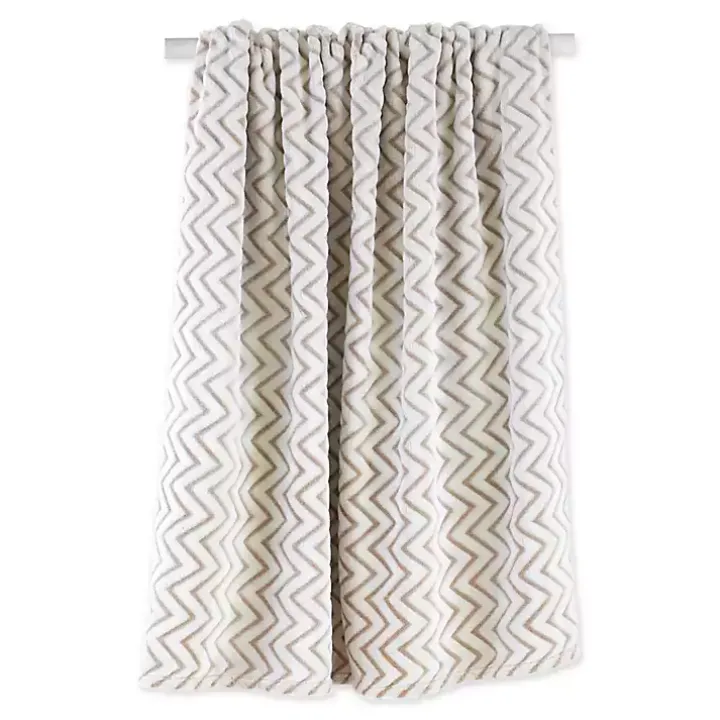 Stone Chevron Plush Throw