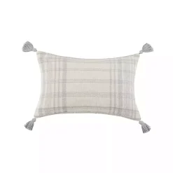 Stone Plaid Cotton Lumbar Pillow