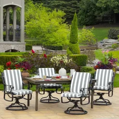 Stone Stripe Luxe Outdoor Dining Chair Cushion