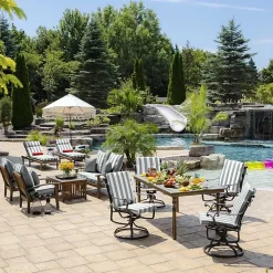 Stone Stripe Luxe Outdoor Dining Chair Cushion