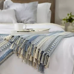 Stonewash Blue Braided Fringe Throw
