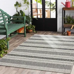 Stripe Weave Sun Shower Outdoor Area Rug, 7x9