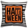 Striped Happy Halloween Outdoor Pillow