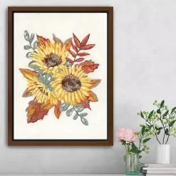 Sunflower and Fall Foliage Framed Canvas Art Print