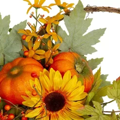 Sunflower and Pumpkin Cornucopia Harvest Wreath