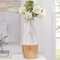 Tall Gold Marble Ceramic Vase