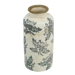 Tall Gray and Ivory Vase