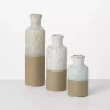 Tall Terracotta Two-Toned Speckled Vases, Set of 3