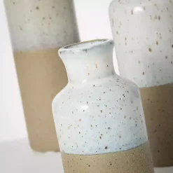 Tall Terracotta Two-Toned Speckled Vases, Set of 3