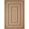 Tan and Black Framed Indoor/Outdoor Area Rug, 5x7