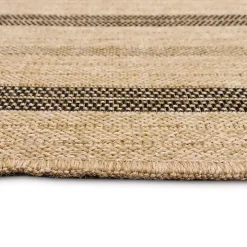 Tan and Black Framed Indoor/Outdoor Area Rug, 7X9