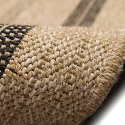 Tan and Black Framed Indoor/Outdoor Area Rug, 7X9