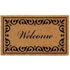 Tan and Black Scroll Welcome Doormat, 29x17 in.