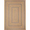 Tan and Navy Framed Indoor/Outdoor Area Rug, 7x9