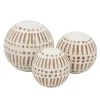 Tan and White Patterned Orbs, Set of 3