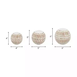Tan and White Patterned Orbs, Set of 3