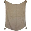 Tan Corner Tassel Throw Blanket