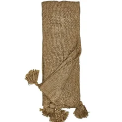 Tan Corner Tassel Throw Blanket