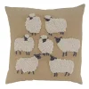 Tan Embroidered Sheep Accent Pillow