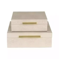 Tan Faux Shagreen 2-pc. Square Decorative Boxes