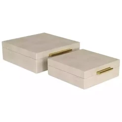 Tan Faux Shagreen 2-pc. Square Decorative Boxes