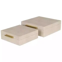 Tan Faux Shagreen 2-pc. Square Decorative Boxes