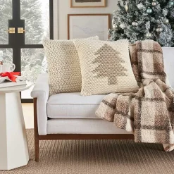 Tan Looped Christmas Tree Pillow