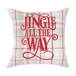Tan Plaid Jingle All The Way Throw Pillow