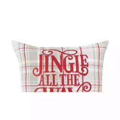 Tan Plaid Jingle All The Way Throw Pillow