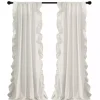 Tan Stripe Ruffled Curtain Panel Set, 84 in.