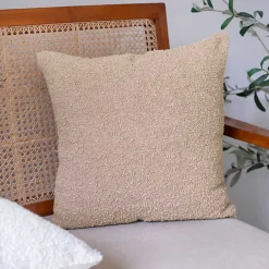 Taupe Boucle Handwoven Pillow