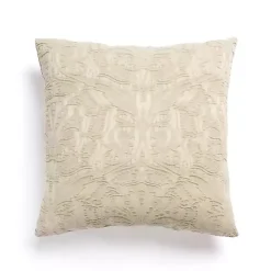 Taupe Chenille Damask Throw Pillow