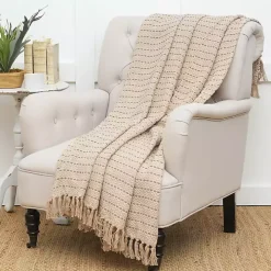 Taupe Chevron and Dash Throw