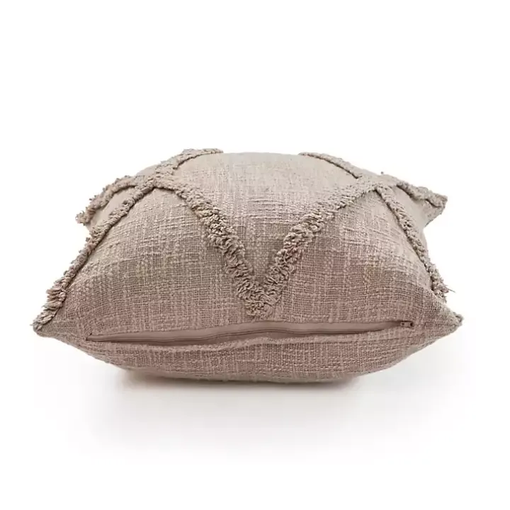 Taupe Fringe Diamond Pillow, 20 in.