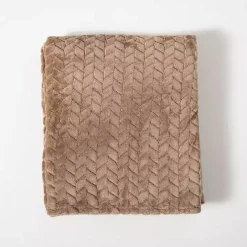 Taupe Heavenly Herringbone Plush Throw
