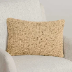 Taupe Knit Checkerboard Lumbar Pillow