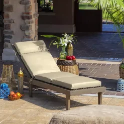 Taupe Leala Texture Outdoor Chaise Cushion