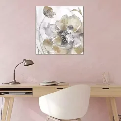 Taupe Spring Poppy Canvas Art Print