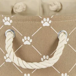 Taupe Trellis Paw Print Storage Basket, 14 in.