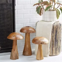 Teakwood Mushroom 3-pc. Sculpture Set