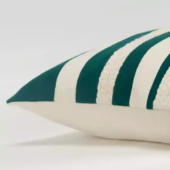 Teal and Ivory Ozzy Striped Pillow