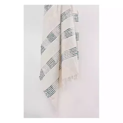 Teal and Ivory Woven Stripe Throw